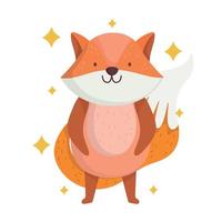 cute fox with beautiful tail animal with stars in cartoon design vector