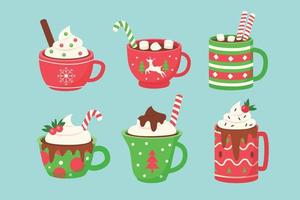 Christmas Hot Drink Set Flat Cartoon Stock Vector (Royalty Free) 2245433325