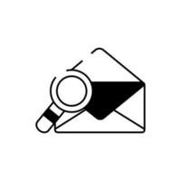 envelope mail magnifier search cargo delivery line style icon vector