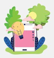 smartphone bulb creativity idea social media vector