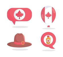 burbuja de hoja de jarabe de arce de sombrero canadiense y diseño de vector de globo