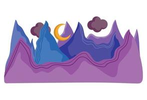 paisaje abstracto cielo luna nubes y montañas elemento vector