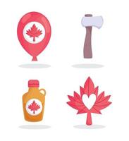 Canadian maple syrup balloon axe and leaf vector design