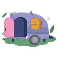 camping camper travel vacation in cartoon style vector