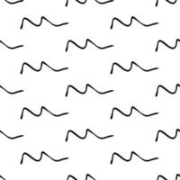 Seamless pattern with black sketch hand drawn squiggle shape on white background. Abstract grunge texture. Vector illustration