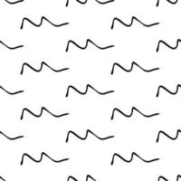 Seamless pattern with black sketch hand drawn squiggle shape on white background. Abstract grunge texture. Vector illustration