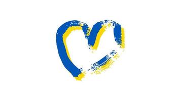 Hand drawn heart in Ukrainian colors. Grunge yellow and blue doodle heart on white background. Vector illustration