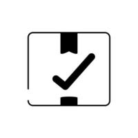 cardboard box check mark ok cargo delivery line style icon vector