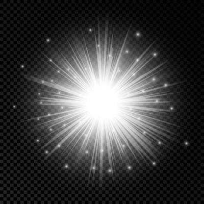 Light effect of lens flares. White glowing lights starburst effects with sparkles on a transparent background. Vector illustration