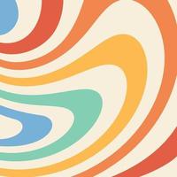 Retro groovy wavy rainbow background. Background in the style of the 70s and 80s. Abstract vintage colorful design. Hand drawn vector flat illustration.