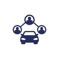 icono de carsharing, personas y un coche vector