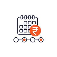 icono de calendario de pago con rupia vector