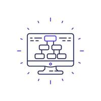 Flow chart in computer line icon vector