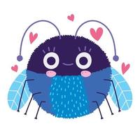 funny bug animal and hearts decoration in cartoon style vector