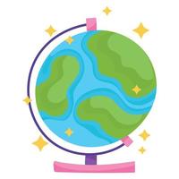 regreso a la escuela, icono de dibujos animados de geografía de mapa de globo vector