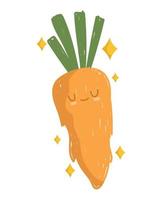 icono de mascota de comida alegre vegetal de dibujos animados de zanahoria vector