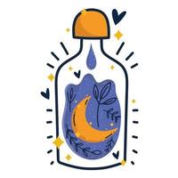 magic crystal bottle with moon dream fantasy element vector