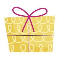 yellow gift box decoration and celebration icon vector