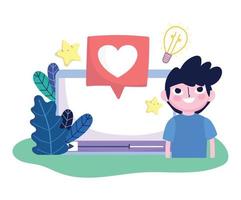 joven contenido de video amor redes sociales vector