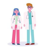 doctor male and female with stethoscope professional occupation character vector