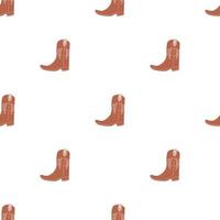 Cowboy boots with ornament seamless pattern. Wild west theme. Hand drawn colored trendy vector illustration on white background