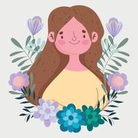 feliz día de la madre, mamá personaje flores decoración natural tarjeta de evento vector