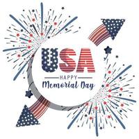 Usa with stars and fireworks of memorial day vector design