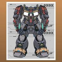 Mecha robot freepik builded by head arm body leg weapon illustration premium vector
