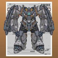 Mobile fight gundam helicopter mecha robot builded by head arm body leg weapon illustration