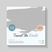 creative modern travel social media post template vector