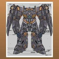 dibujo de tarjeta premium vector réplica mecha robot hecho con brazos cuerpo pierna brazos ilustración