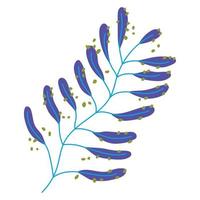 blue branch leaves foliage blue color icon on white background vector
