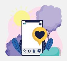 smartphone speech bubble love romantic social media vector