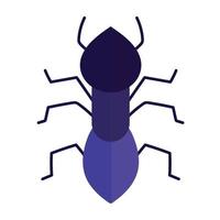 ant insect animal in cartoon flat icon style vector