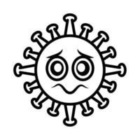 virus emoticon, covid-19 emoji character infection, face line cartoon style vector
