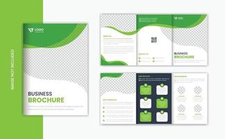 Green A5 corporate brochure design template, business brochure layout vector