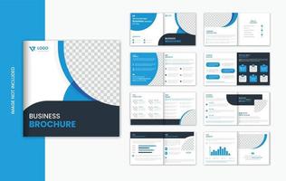 Square 16 pages corporate brochure design template, square business brochure layout vector