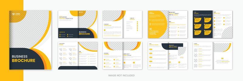 Yellow Corporate 16 page brochure design template, business brochure vector catalog