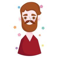 bearded man with mustache portrait character avatar in cartoon vector