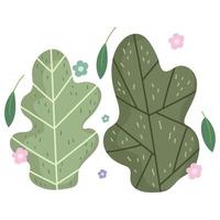 cartoon leaves foliage vegetation plants nature vector