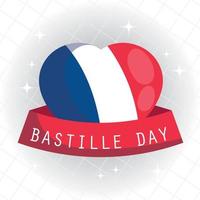francia corazón con cinta de feliz día de la bastilla diseño vectorial vector