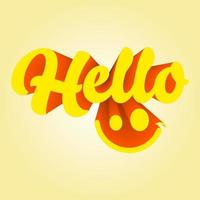 Hello 3d text effect vector illustration with smile icon