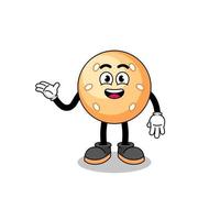 sesame ball cartoon with welcome pose vector