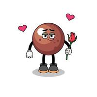 chocolate ball mascot falling in love vector