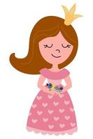Cute hand drawn princess on a white, isolated background. vector