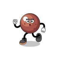 corriendo ilustración de mascota de bola de chocolate vector