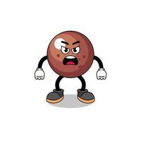 chocolate ball cartoon illustration with angry expression vector