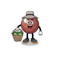 ilustración de personaje de bola de chocolate como herbolario vector