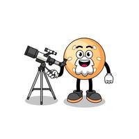 Illustration of sesame ball mascot as an astronomer vector