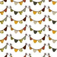 Halloween bunting vector seamless pattern. Halloween Flags Garland with orange and black texture. Spooky website or banner template. Vector Funny Hand Drawn illustration